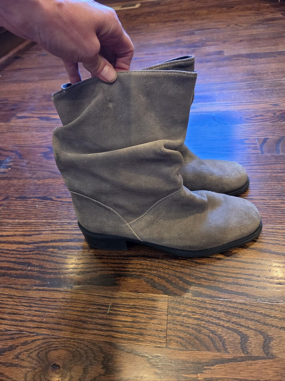 Taupe Suede Slouch Ankle Booties - Casual Everyday Style